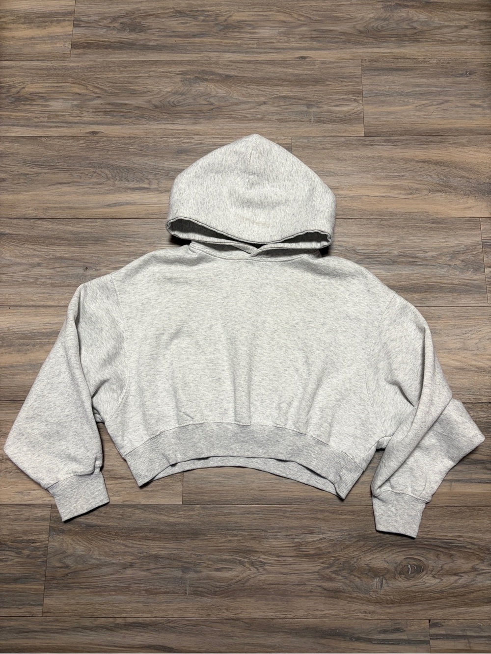 Jo & Co Heather Gray Fleece Cropped Hoodie Small